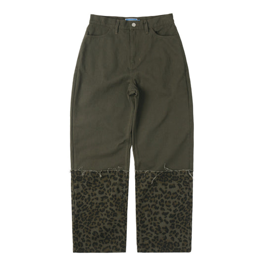 [SUNNECT] SS 25 Half Leopard Pant - Olive