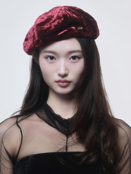 [LOLLA] Seasonless Velvet Lover Beret ( Red )