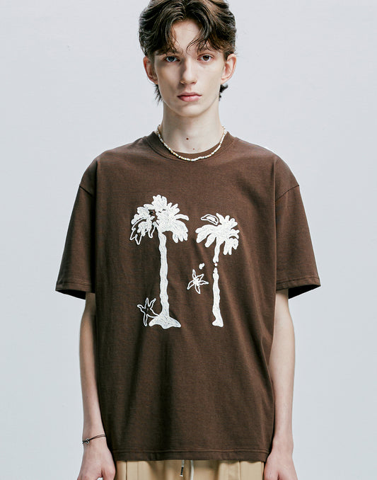 ssy-ss-24-palm-tree-eyelet-chain-needlework-tshirt-brown