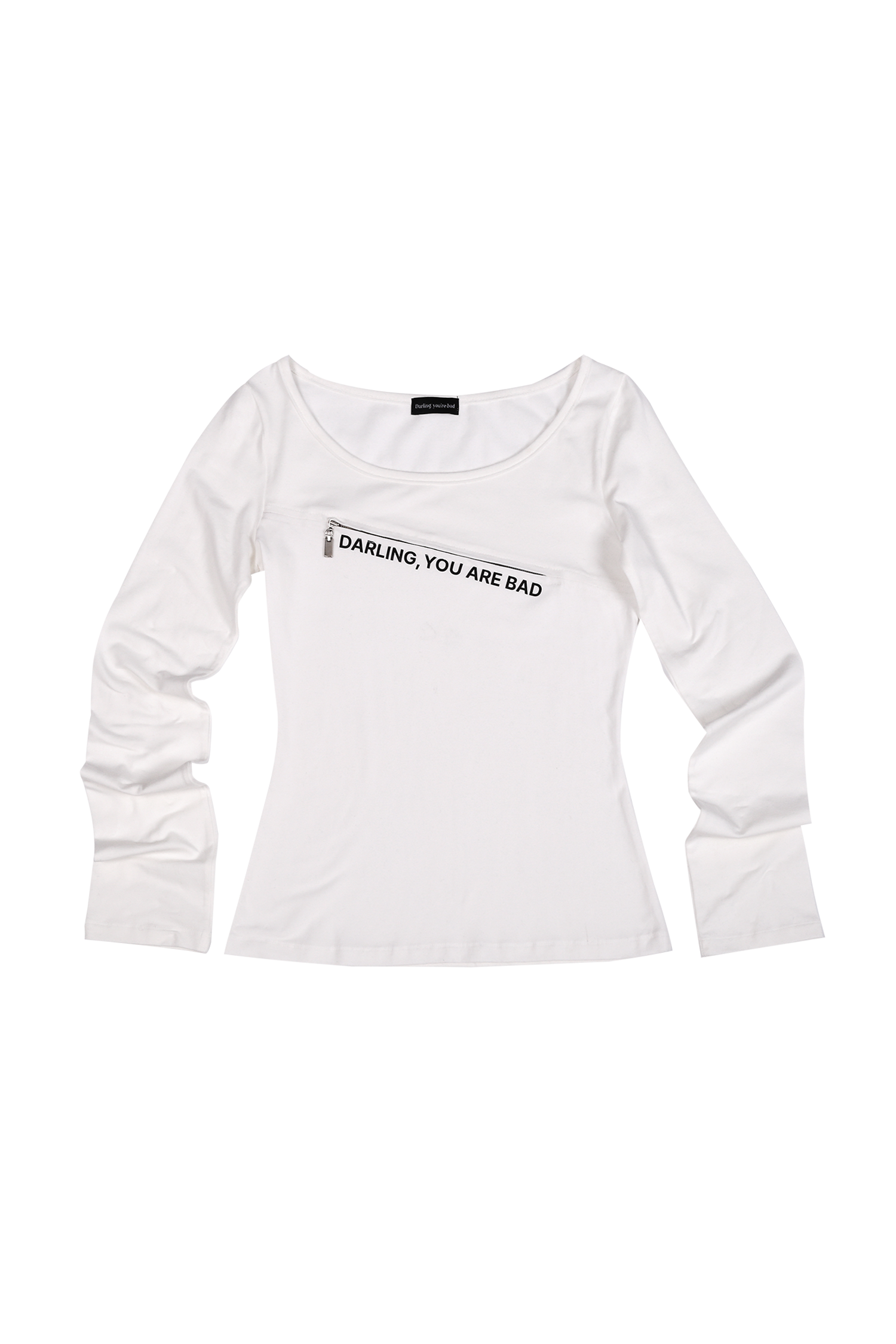 darling-you-are-bad-fw-24-unzipped-logo-tshirt-#white