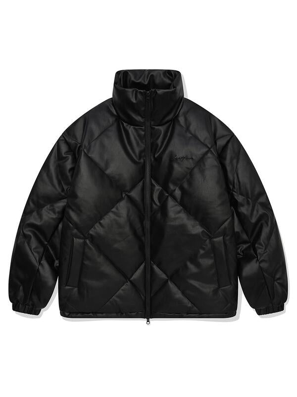 saintpain-ss-25-leather_quilting_puffer_jacket-black