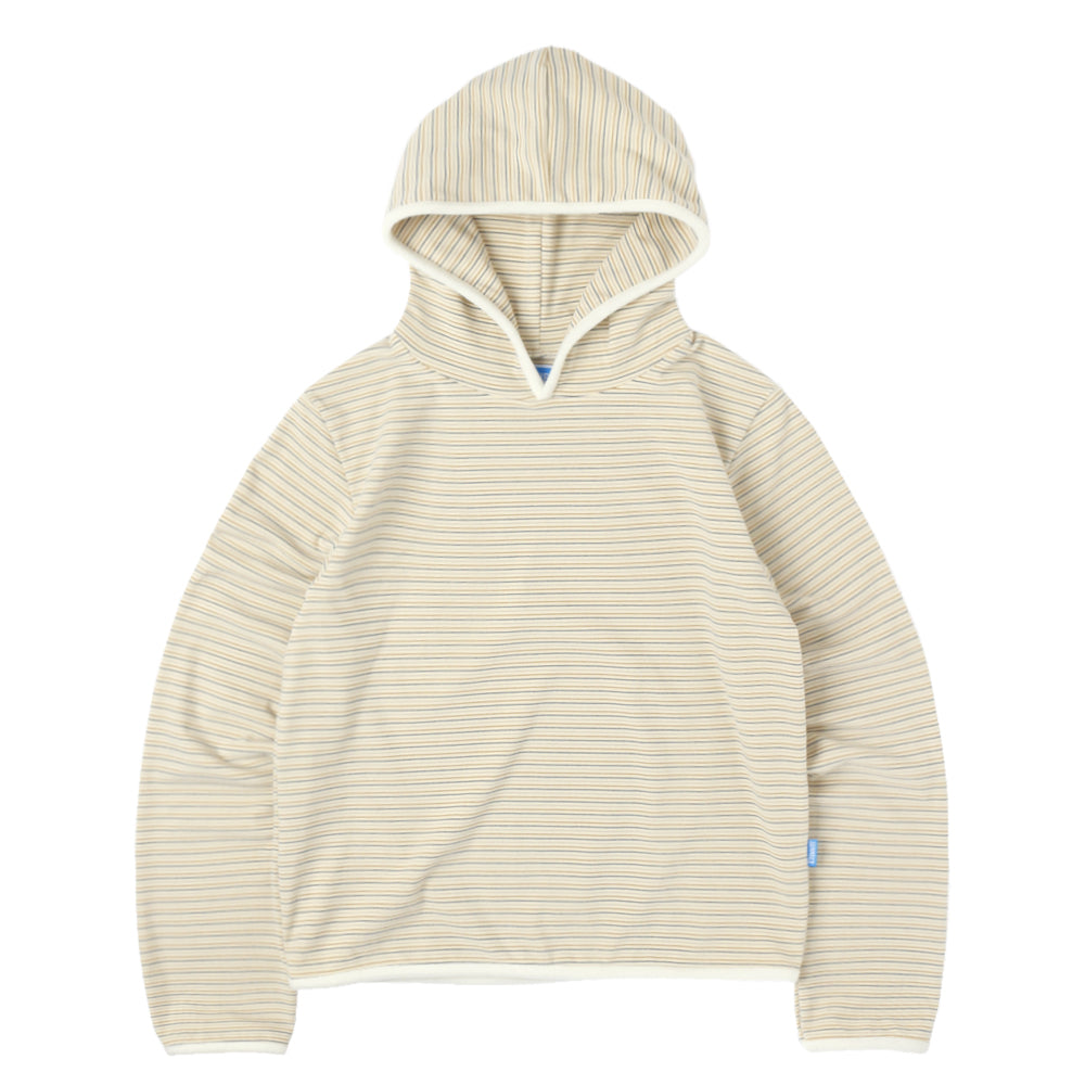 [SUNNECT] SS 25 Stripe Taped Hoodie - Ivory