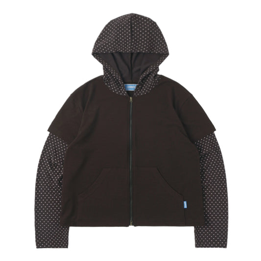 [SUNNECT] SS 25 P.D. Layered Zip Hoodie - Brown