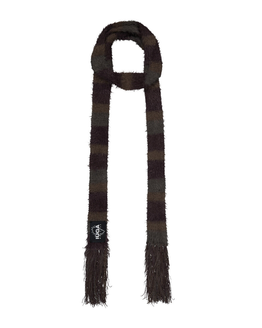 iugamakaras-fw-24-striped-hairy-skinny-muffler-(brown)