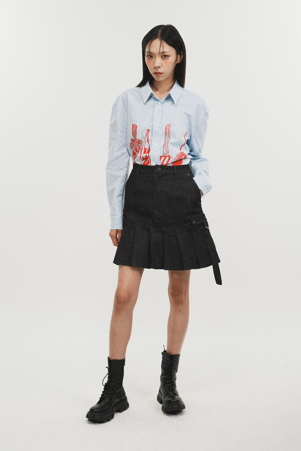 phenomenon-seeper-ss-25-denim-pleats-skirt