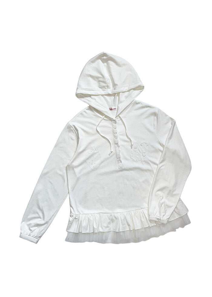 nofficialnoffice-ss-25-[preorder-ships-3/10]-embroidered-frill-hem-hoodie-ivory