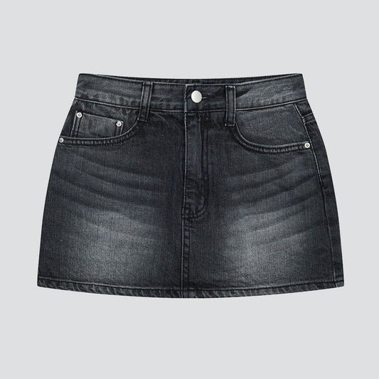 youthkrew-winter-23-washing-denim-mini-skirtblack