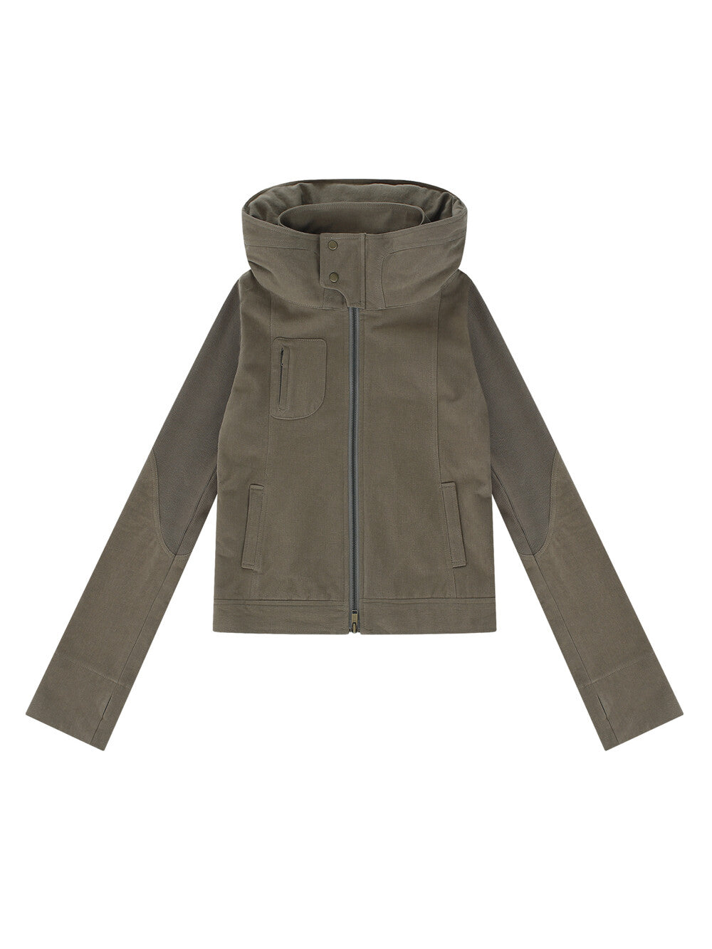 kashiko-fw-23-knit-panel-hood-jacket-khaki