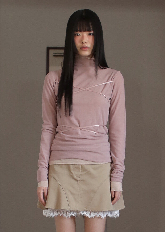 nofficialnoffice-winter-23-mesh-layered-strap-turtleneck-pink-beige